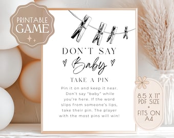 Don't Say Baby, Baby Shower Game Printable, Gender Neutral Baby Shower, Baby Shower Activity, Instant Download, Print And Play, PDF Game, V1