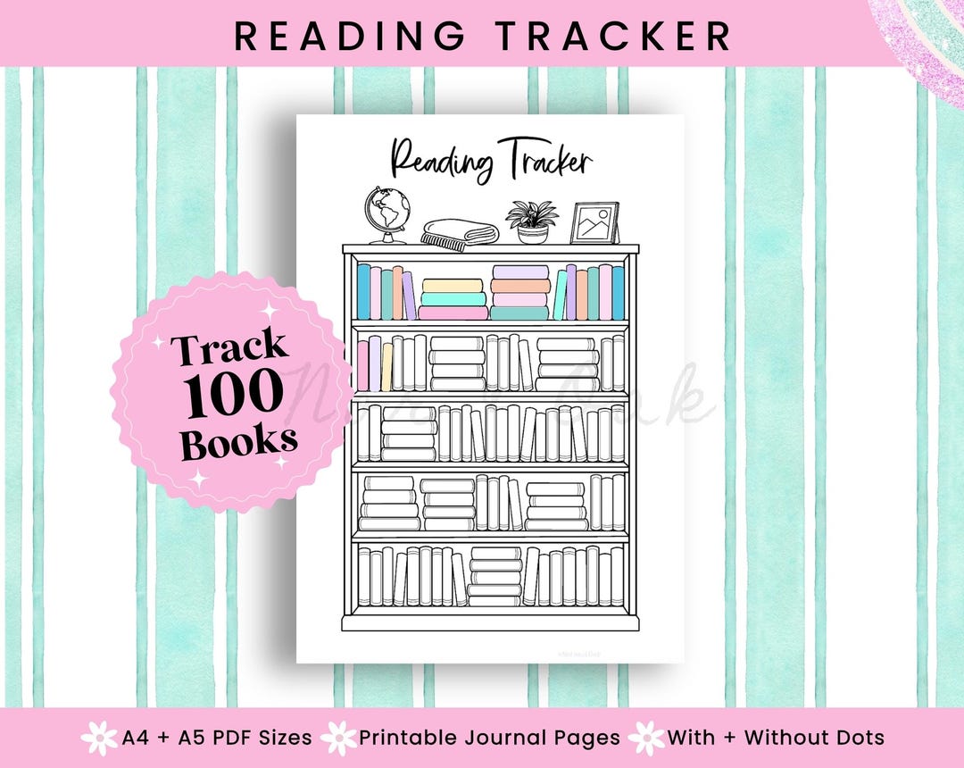 Reading Tracker Printable, Bullet Journal Book Tracker, Bookshelf ...