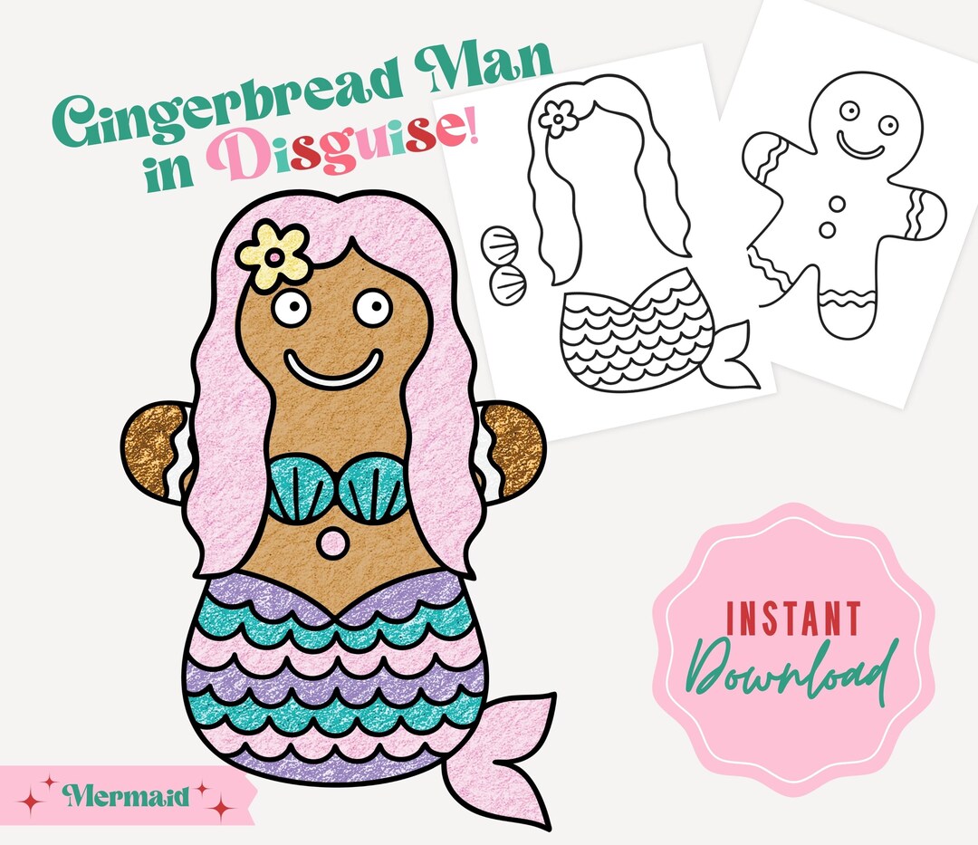 Disguise a Gingerbread Man, Gingerbread Disguise Printable, Mermaid ...