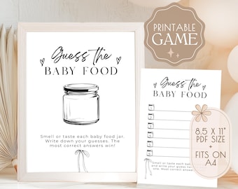 Baby Shower Game, Baby Food Guess, Baby Shower Printable, Gender Neutral Baby Shower, Baby Shower Activity, Instant Download, PDF Game, V1