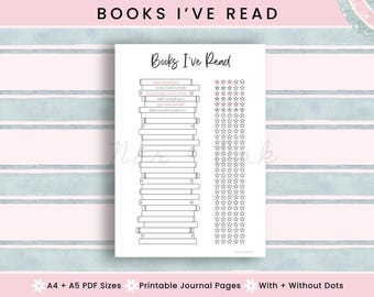 Book Tracker Printable, Journal Page Printable, Reading Tracker, Book Journal Page, Book Review, Habit Tracker, Digital Journal, Reading Log