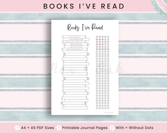 Book Tracker Printable, Journal Page Printable, Reading Tracker, Book Journal Page, Book Review, Habit Tracker, Digital Journal, Reading Log