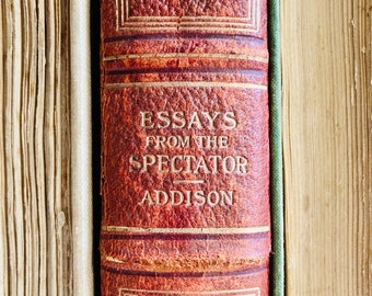 Antique ‘Addison’s Essays from the Spectator’ with explanatory notes. Published by Routledge. Leather-bound. Victorian interest. c1880.