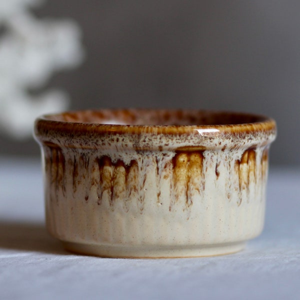 Vintage studio pottery serving bowl. Fosters Pottery, Cornwall. Speckled glaze. Ceramic. Nibbles dish. Late 20th century.