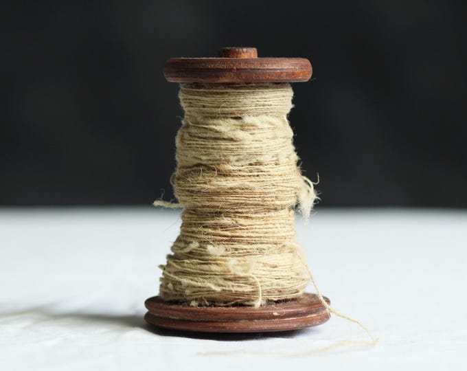Large Vintage Wooden Spool of Hand-soun Yarn. Cream. Bobbin. Rustic ...