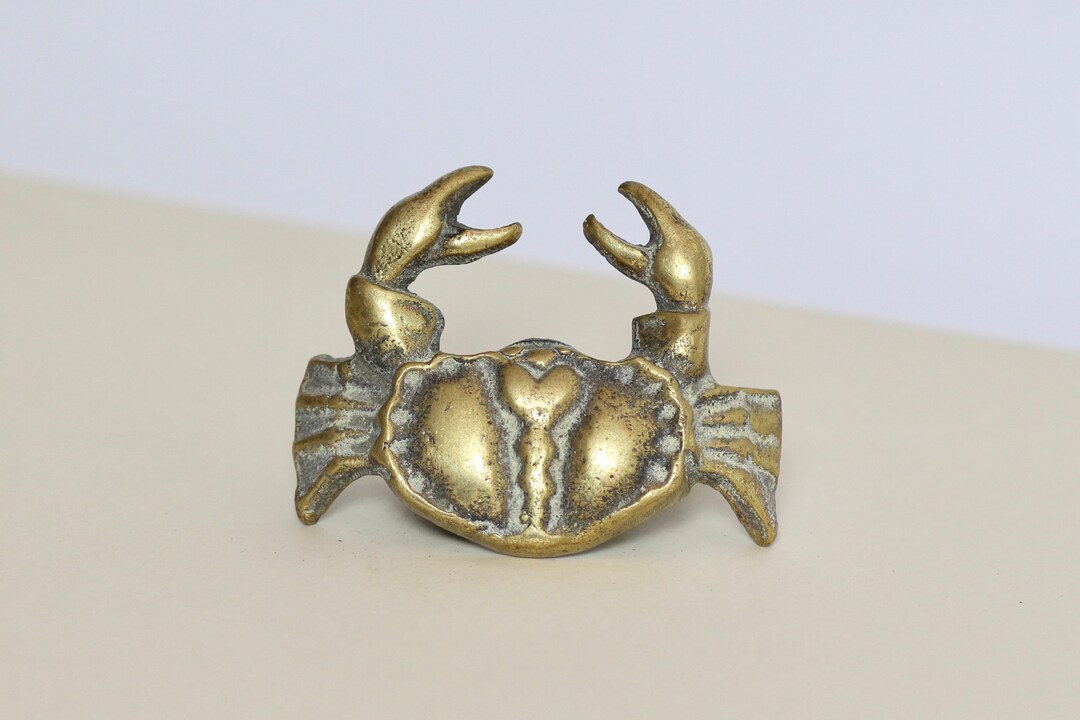 Vintage Brass Crab. Cast Metal. Modernist. Midcentury. Statue. Ornament