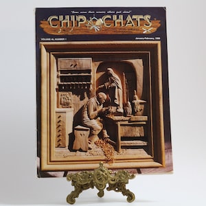 Vintage ‘Chip Chats’ magazine: Jan 1999. National Wood Carvers Association of America. Guides, designs, articles. Woodwork gift. Americana.