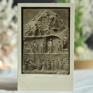 Cartolina antica del British Museum: Omero. Fotografia d'epoca autentica. Scultura greca antica. Interesse classico. Vittoriano. Circa 1890.