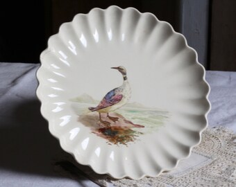 Rare Victorian hand-painted cake stand. Copeland. Cream/ivory. Fine china. Ceramic. Confectionary display. Circa mid-1800s.