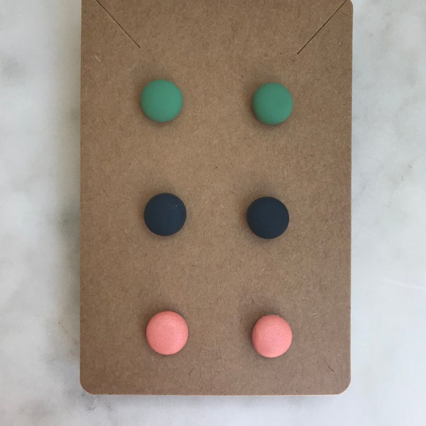 Clay Earrings | Multi Pack Earrings | Variety Pack Earrings | Navy Earrings | Pink Earrings | Green Earrings | Studs | Minimalist Earrings