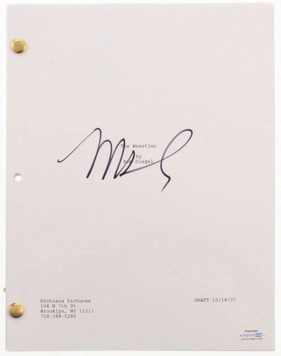 Mickey Rourke Signed "The Wrestler" Movie Script (AutographCOA Hologram) Randy Robinson