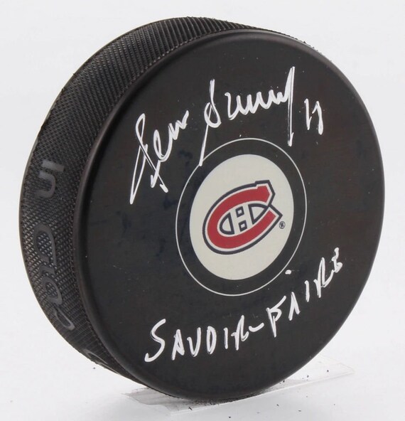 Denis Savard Signed Montreal Canadiens Logo Hockey Puck Inscribed "Savoir-Faire" (Schwartz Sports COA)