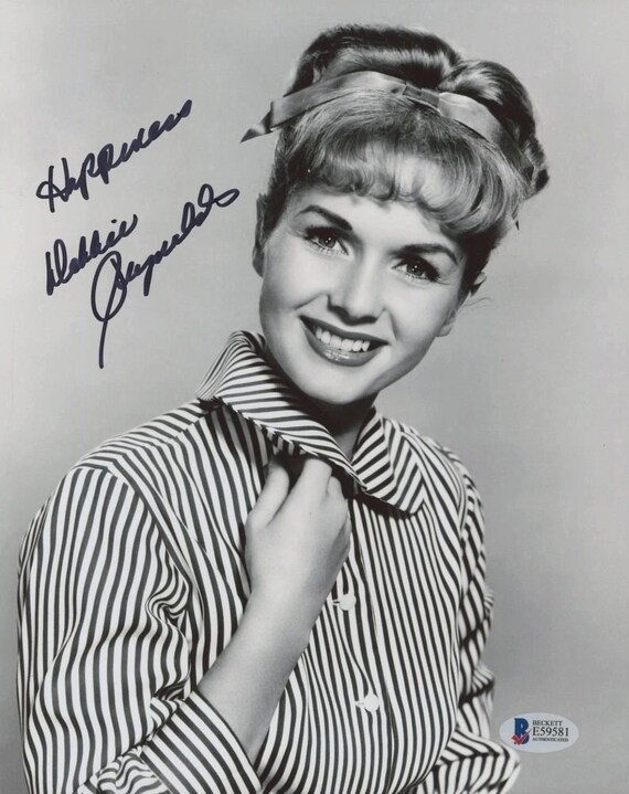 Debbie Reynolds (D. 2016) Signed 8x10 Photo Inscribed "Happiness" (Beckett COA)