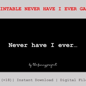 Juego "Yo nunca..." / Juego de cartas imprimibles para fiestas (+18) / Descarga digital