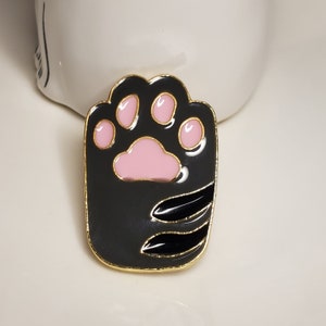 Black Stripe Cat Paw Enamel Pin | lapel pin | pinback | Gray & Black Cat Paw Pin