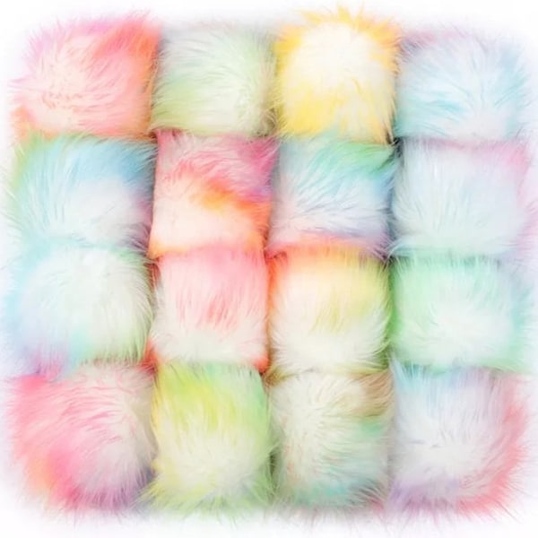 Langhaar Kunstfell Bommel mit Druckknopf Fake Fur Pompom, Bobble - VIELE FARBEN - 13cm Durchmesser -