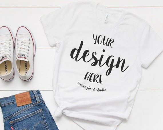 Download T Shirt Mockup Bella Canvas 3001 Mockup White T Shirt Mockup All Free Place To Psd Mockups Templates PSD Mockup Templates