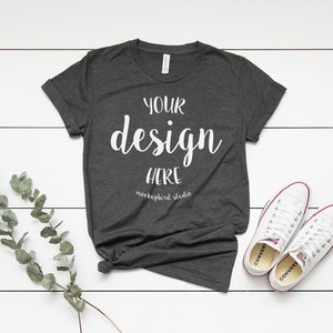 Bella Canvas 3001 mockup, T-shirt mockup, Heather Dark Grey gray tshirt mockup, Shirt mockup, Mockup tshirt, Farmhouse casual