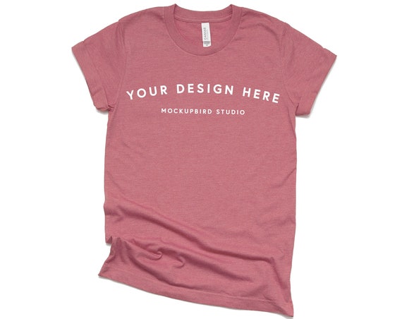 Download T Shirt Mockup Bella Canvas 3001 Mockup Heather Mauve Pink Free Silver Logo Mockups PSD Mockup Templates