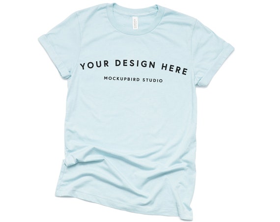 T-Shirt Mockup Bella Canvas 3001 Mockup Heather Ice Blue