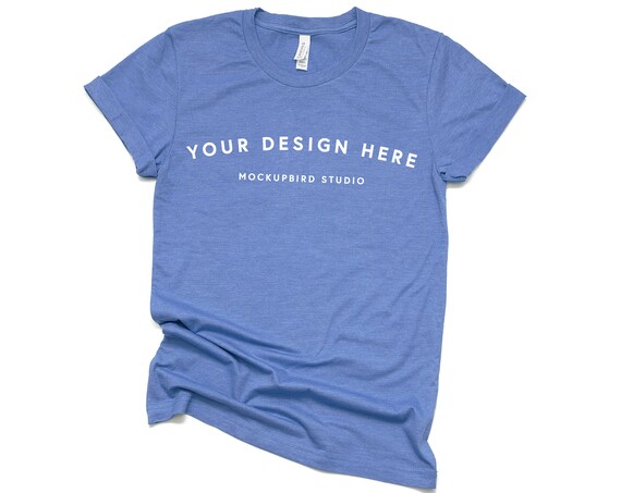 T-Shirt Mockup Bella Canvas 3001 Mockup Heather Columbia Blue T-Shirt Mockup Bella Canvas 3001 Mockup Heather Columbia Blue