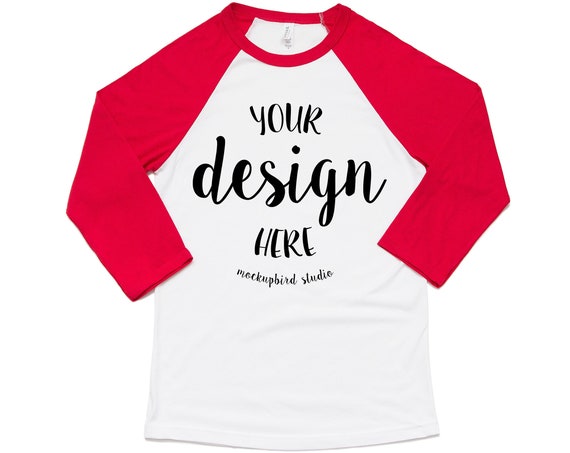 Raglan Mockup Bella Canvas 3200 Mockup Red White Baseball Raglan Mockup Bella Canvas 3200 Mockup Red White Baseball