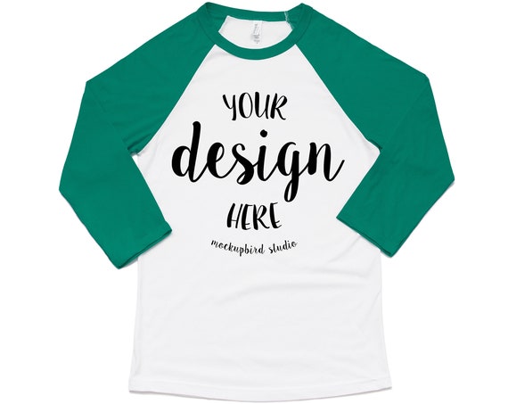 Raglan Mockup Bella Canvas 3200 Mockup Kelly White Green