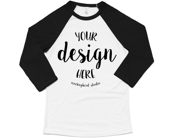 Raglan Mockup Bella Canvas 3200 Mockup Black White Baseball