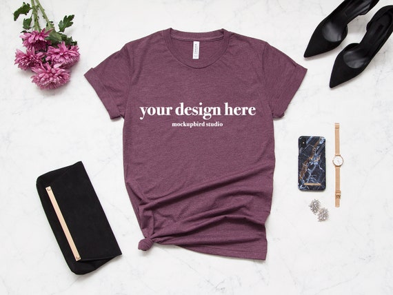 T-Shirt Mockup Bella Canvas 3001 Mockup Heather Maroon Bordeaux T-Shirt Mockup Bella Canvas 3001 Mockup Heather Maroon Bordeaux