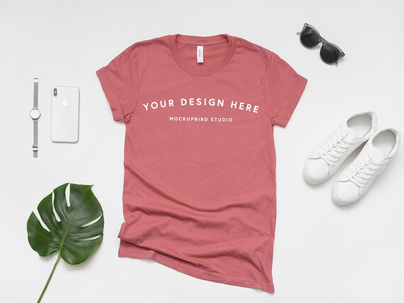 T-Shirt Mockup Bella Canvas 3001 Mockup Mauve Pink T-Shirt