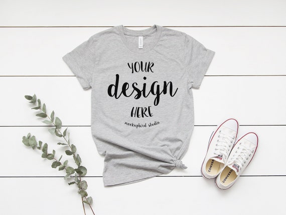 Bella Canvas 3001 Mockup Tshirt Mockup Athletic Heather Gray Etsy