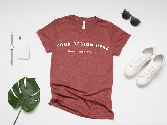 Bella Canvas 3001 Mockup Tshirt Mockup Heather Clay Brown Etsy