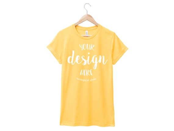Bella Canvas 3001 Mockup T Shirt Mockup Heather Yellow Gold Etsy