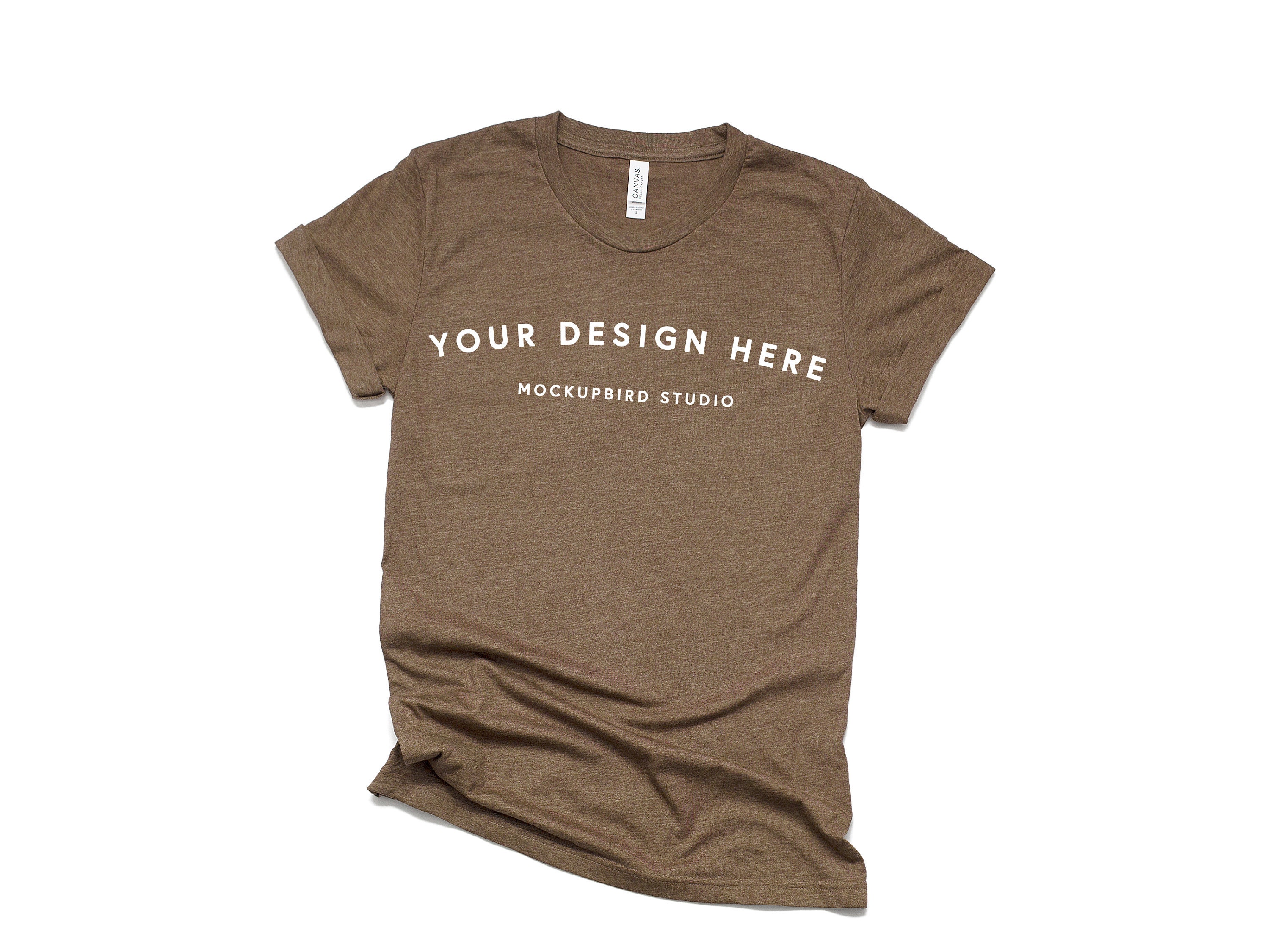 Bella Canvas 3001 mockup, T-shirt mockup, Heather Brown tshirt mockup, Brown shirt mockup, Mockup tshirt, White background