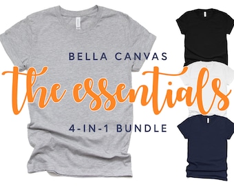 T-Shirt Mockup Bundle Bella Canvas 3001 Black White Navy Athletic Heather Mockup Bundle, Tshirt Mockup, Mockup Shirt, White Background