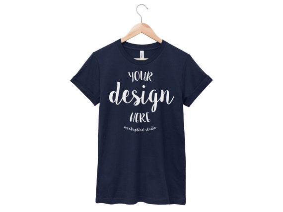 Download Bella Canvas 3001 Mockup T Shirt Mockup Navy Dark Blue Etsy