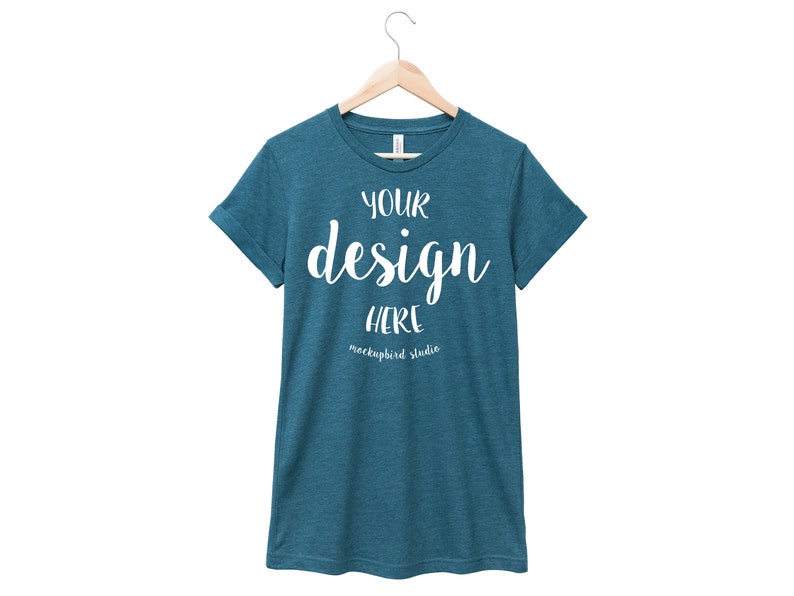 Download Bella Canvas 3001 mockup T-shirt mockup Heather Deep Teal ...