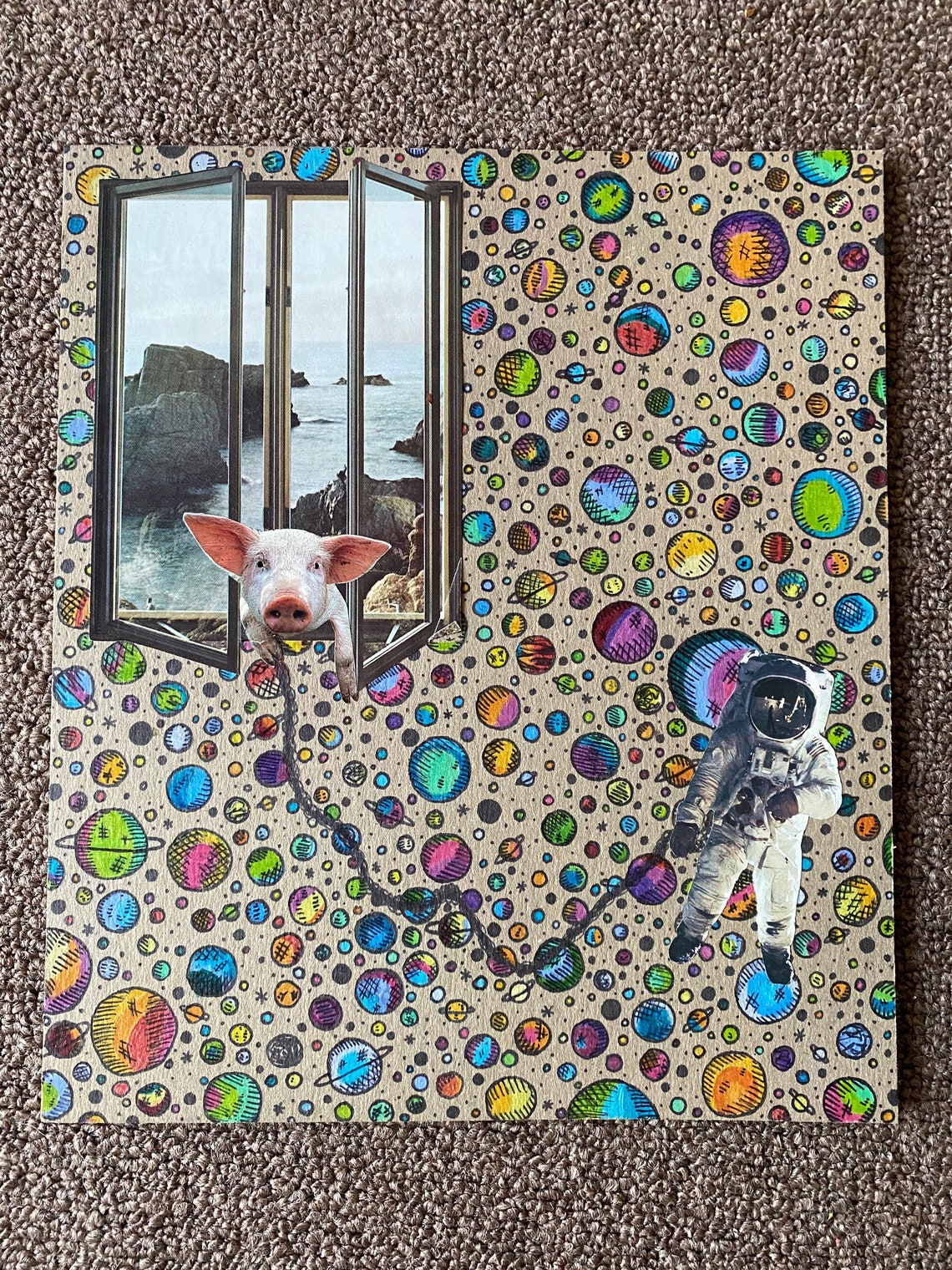 Out of this world// trippy drawing// astronaut Etsy
