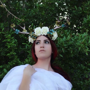 Forest witch antler headband flower crown nature goddess