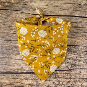 Boho Floral Dog Bandana | Mustard Yellow, Fall Colors Pet Accessory
