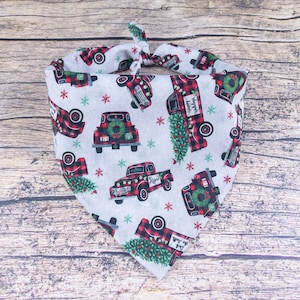 Christmas Red Truck Dog Bandana | Tie On Dog Scarf | Christmas Tree Dog Bandana | Winter Dog Bandana | Gift for Dogs | Christmas Dog Accesso