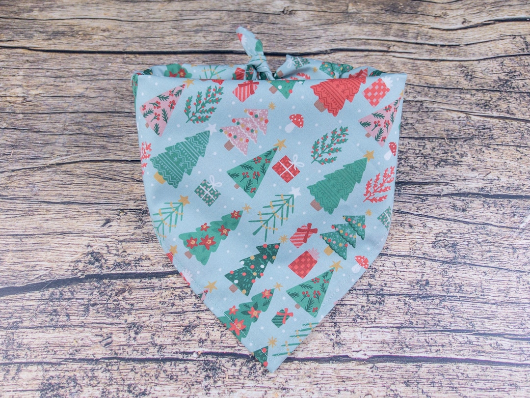 Christmas Tree Dog Bandana Light Blue Tie on Dog Scarf Etsy