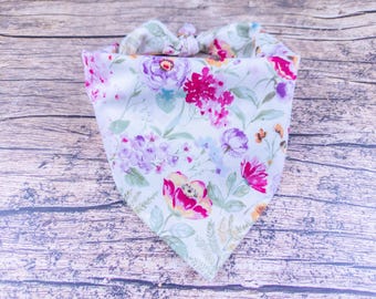 Garden Floral Dog Bandana For Summer – Watercolor Botanical Pet Accessory
