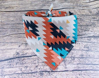 Southwest Dog Bandana FAUX Corduroy | Tie On Dog Scarf | Western Dog Bandana | Aztec Dog Bandana | Geometric Dog Bandana | Gift for Dog Moms