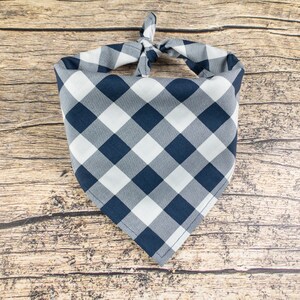 Blue Plaid Dog Bandana | Blue and White Dog Bandana | Tie On Dog Scarf | Blue Dog Bandana | Boy Dog Bandana | Dog Lover Gift