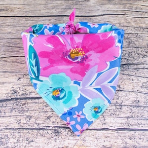 Summer Floral Dog Bandana Periwinkle | Tie On Dog Scarf | Summer Accessory for Dogs | Girl Dog Bandana | Colorful Dog Bandana | Dog Mom Gift