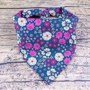 Navy Floral Dog Bandana | Tie On Dog Scarf | Floral Dog Bandana | Summer Bandana for Dogs | Fall Dog Bandana | Summer Accessory for Dogs