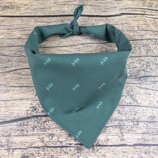 Pine Tree Dog Bandana Deep Green | Tie On Dog Scarf | Boho Dog Bandana | Woodland Dog Bandana | Nature Dog Bandana | Adventure Dog Bandana