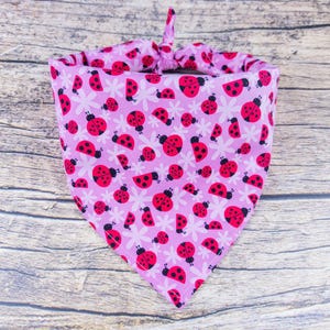 Ladybug Dog Bandana Pink | Tie On Dog Scarf | Valentine’s Day Dog Bandana | Spring Dog Bandana | Girl Dog Accessory | Pink Gift for Dogs