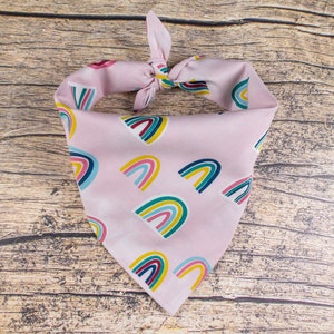 Rainbow Dog Bandana | Pink Dog Bandana | Tie On Dog Scarf | Pastel Dog Bandana | Dog Lover Gift | Rainbow Dog Scarf | Girly Dog Bandana